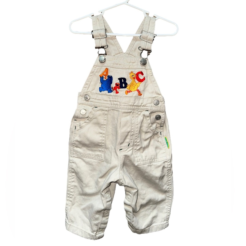 Sesame Street Embroidered Khaki Overalls Size 12m